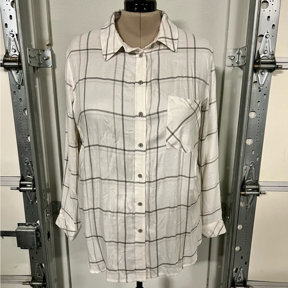 NWT Dex Clothing ivory plaid long-sleeve shirt - size 1X